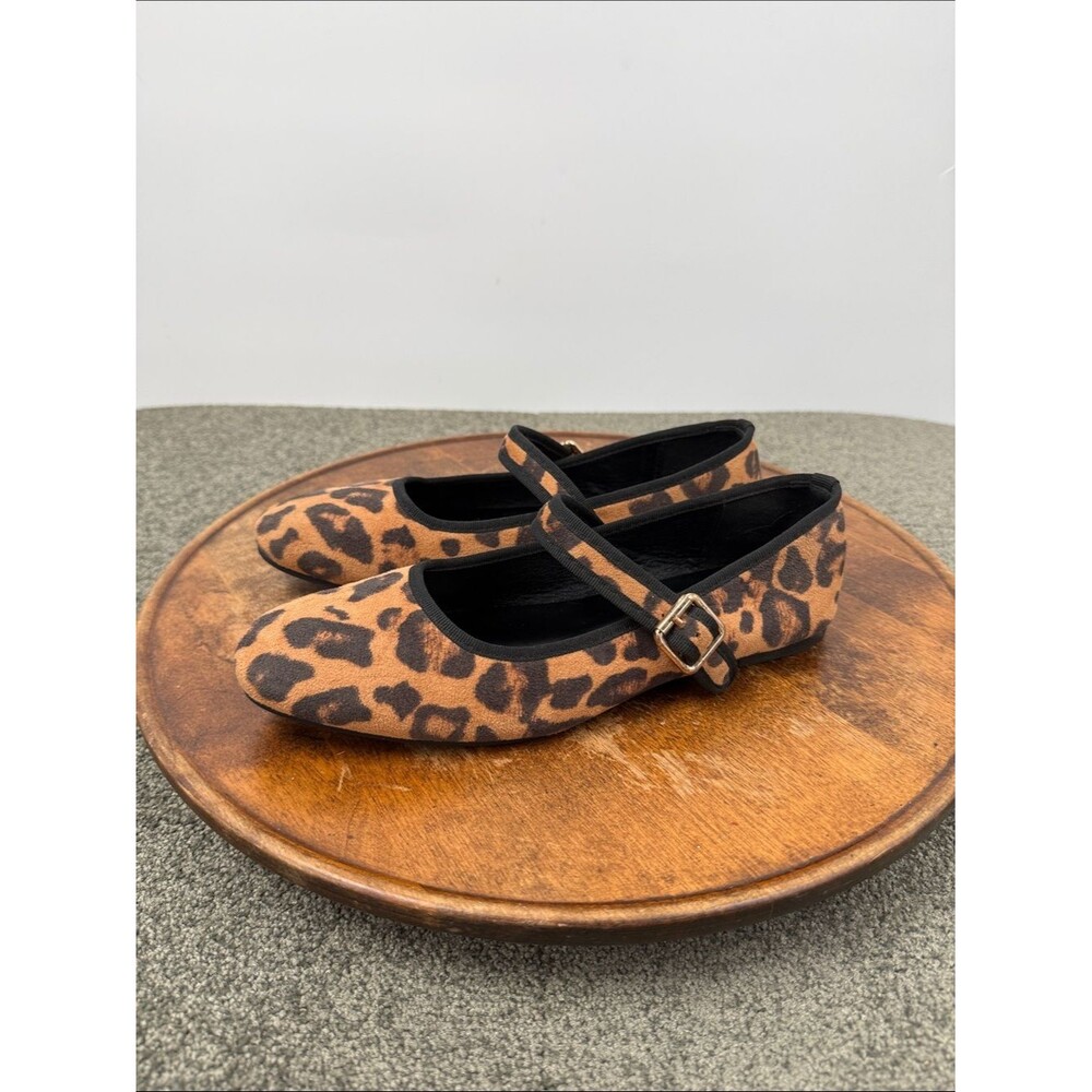Leopard Print Mary Jane Shoes Wm 39 est US 8.5 Flats Brown Black Animal Flexible